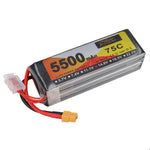 LinkMejor Power 14.8V 5500mAh 75C 4S LiPo Battery XT60 Plug for RC Drone