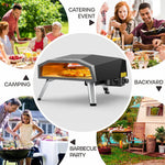 [US Direct] ECOWELL EPO160 16" Pizza Stove Outdoor Oven with Outside Stone/Peel Infrared Thermometer and Portable Waterproof Cover Pizza Oven