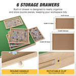 LinkMejor 1500 Piece Adult Puzzle Table Portable Wooden Puzzle Board Table with Drawers Adjustable Height 4 Tilt Angles Transparent Lid Non-Slip Felt Surface A Perfect Gift for Mom