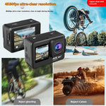 LinkMejor 4K WiFi Action Camera Photography Sports Camera Waterproof HD Dual Screen Wifi Remote Control Outdoor Shooting Cycling Skiing Underwater Camera