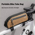 LinkMejor Portable Bike Tube Bag Waterproof Big Capacity Top Zipper Hook Loop Strap Installation Nylon Bicycle Frame Bag for MTB Outdoor Riding