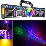 Elfeland 5-in-1 Stage Party Light DJ Disco Light with 120 Light Patterns LED Par Magic Ball, UV Blacklight & Gold Strobe for Party Festival Club Halloween