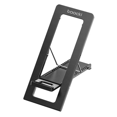 LinkMejor TQ-ZJ07 Multi Angles Adjustable Desktop Phone Holder Stand 4mm Ultra Thin Foldable Card Design 11 Gears Positions for 4-6.7 Inch Smartphones Anti Slip Silicone Pad