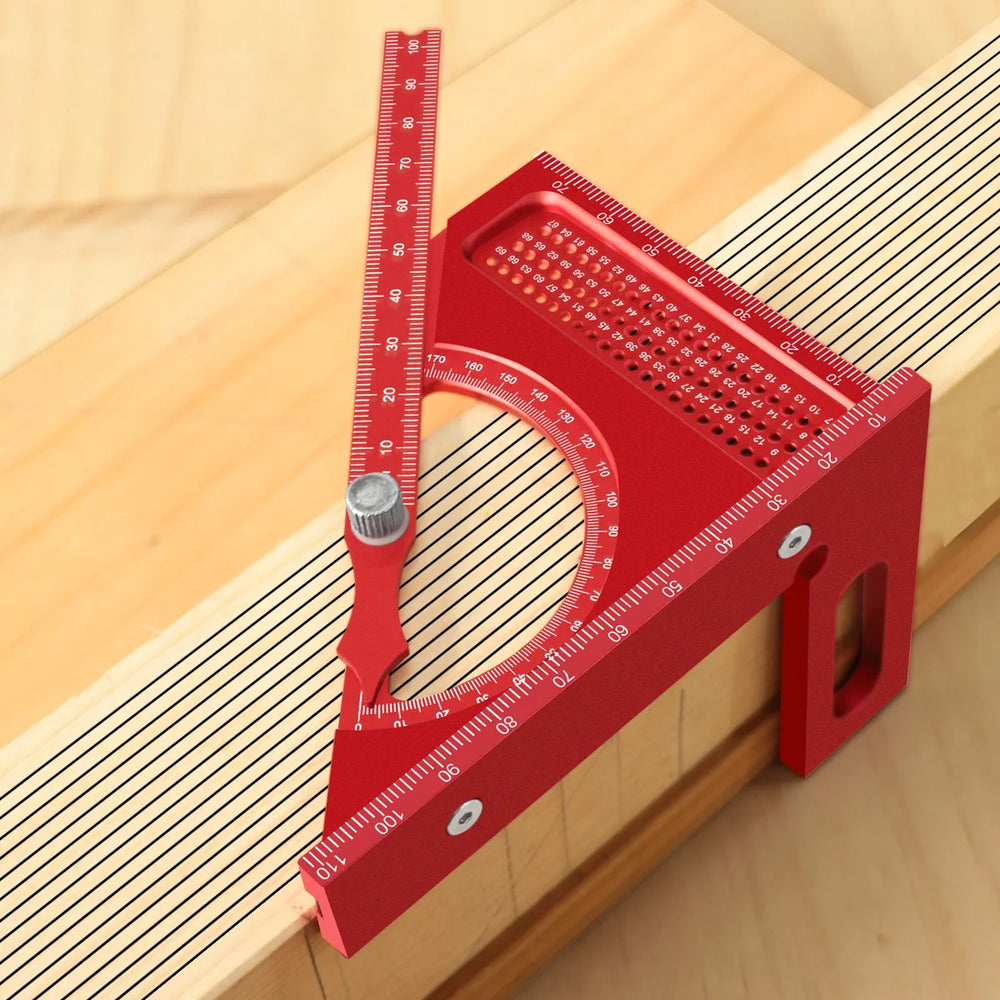 LinkMejor Adjustable 180 Degree Aluminum Alloy 3D Triangle Measuring Ruler Protractor Carpentry Square Metric Inch Scale CNC Scribing Tool