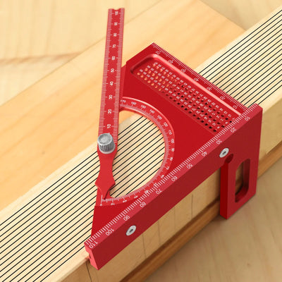 LinkMejor Adjustable 180 Degree Aluminum Alloy 3D Triangle Measuring Ruler Protractor Carpentry Square Metric Inch Scale CNC Scribing Tool