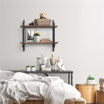 2-Tier Wooden Wall Mounted Floating Shelves DIY Storage Shelving Display Bracket