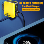 65W 6-Port USB PD Charger 3USB-A+3USB-C PD QC3.0 Fast Charging Wall Charger Adapter EU Plug US Plug for iPhone 16 16 Pro 15 14 13 Pro Max for Samsung Galaxy Z Flip 6 for Huawei Mate XT