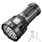 LinkMejor 8*P900+COB Super Bright Type-C Rechargeable ABS Housing Flashlight with 18650 Battery COB Side Light 500m Long Range Powerful LED Torch Camping Lantern
