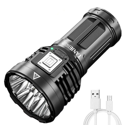 LinkMejor 8*P900+COB Super Bright Type-C Rechargeable ABS Housing Flashlight with 18650 Battery COB Side Light 500m Long Range Powerful LED Torch Camping Lantern