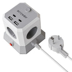LinkMejor BW-EC1 8-in-1 Vertical Cube EU Socket Plug Power Outlet Extender with 4 AC Outlets / 2 USB-A / 2 USB-C for MacBook iPad Game Office Home