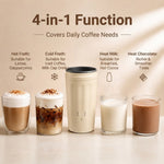 Comfook 300W 4-In-1 Portable Milk Frother 2-Min Fast Heating 300ml Capacity Low Noise Operation Multifunctional Electric Milk Foam Maker for Coffee Latte Cappuccino