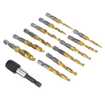 Drillpro 13pcs M3-M10 Metric Screw Thread Tap Drill Bits Set Hex Shank Drill Bit Screw Compound Tap Hand Tools with Joint Rod