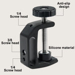 Universal C Clamp Adjustable Black Aluminum Alloy 1/4 3/8 Thread Hole Anti Slip Design Desk Mount Holder LCD Monitor Camera Accessories