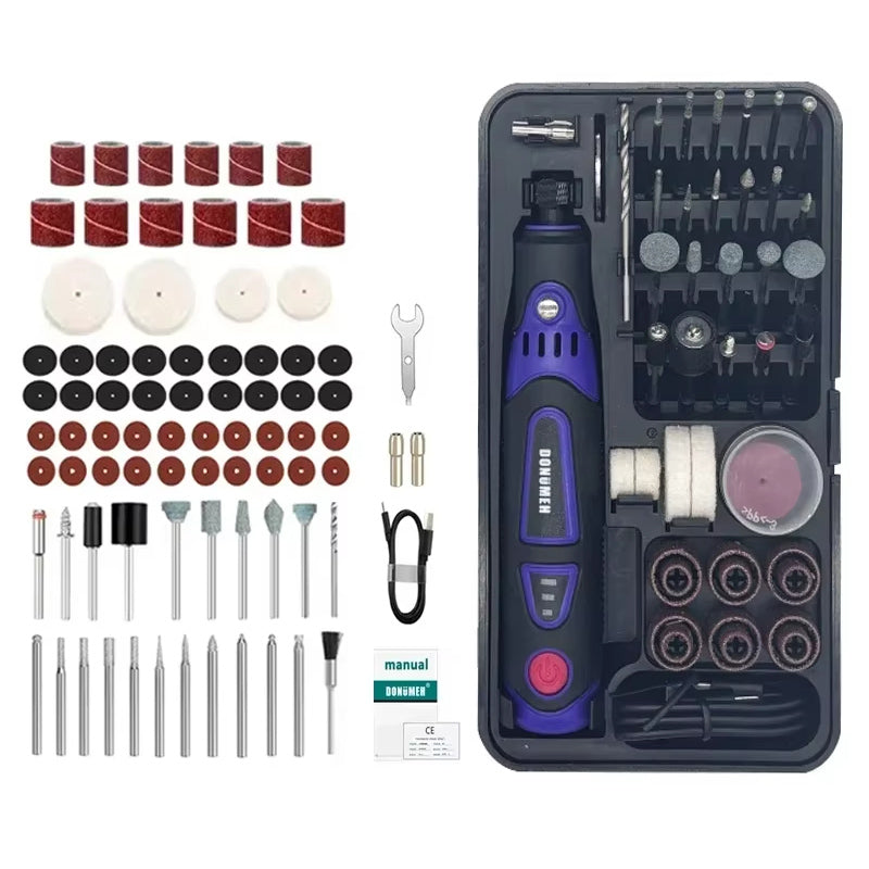 LinkMejor DMSD-100 Cordless Mini Electric Rotary Tool 3-Speed USB Rechargeable Grinder with 82 Accessories for Engraving Polishing Cutting DIY Projects Lightweight