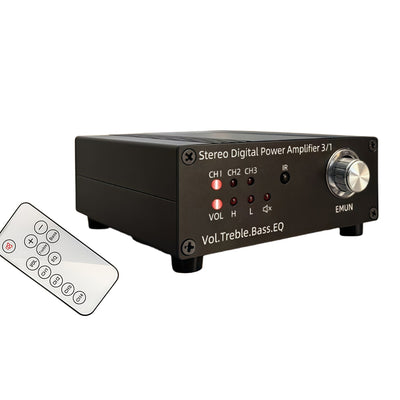 TPA3116 Stereo Digital Amplifier 50W x 2 Power Output EQ Mode Bass Treble Control RCA Inputs Audio System Remote Control High Performance Chip