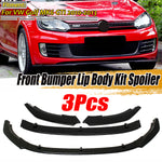 Front Bumper Lip Spoiler Splitter Cover Trim Body Kit 3PCS For VW Golf MK6 GTI 2010-2013 Glossy Black