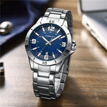LinkMejor Luxury Men's Business Watches Fashion Stainless Steel Quartz Watches Auto Date Luminous Steel Bracelet Wristwatch