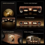 Vintage Wooden Speaker Wired bluetooth Soundbar with Four Units Surround Sound 2400mAh Battery Support U Disk TF Card AUX Playback FM Radio Desktop Subwoofer Speaker