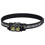LinkMejor TD-0193 USB Rechargeable Headlamp with Magnetic Handsfree Headlight 6-LED Bright Torch 1200mAh Battery Display & Adjustable Gooseneck for Camping Running Emergency USB Head Mounted Flashlight