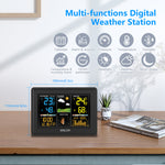LinkMejor Wireless Weather Station Digital Display Alarm Clock Calendar Temperature Hygrometer Meter Weather Forecast Radio Wave Moon Phase Barometer Sensor