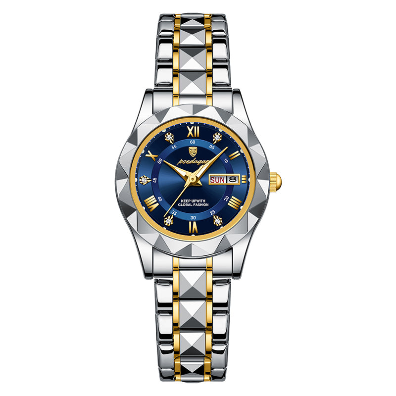 LinkMejor Women Luxury Watch Luminous Waterproof Quartz Watch Analog Calendar Business Wrist Watch Date Watch Stainless Steel Ladies Wristwatch