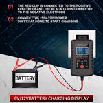 RJTianye 6V 12V 2A Car Smart Battery Charger ASE Adapter Automatic Float Charge Motorcycle Lawn Mower Tractor Lead Acid AGM Battery