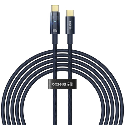 Baseus Explorer Series PD100W Type-C to Type-C Cable Fast Charging Data Transmission Copper Core Line 1M/2M Long for iPhone 15 15 Plus for Huawei Pura 70 Ultra for Xiaomi Civi4 Pro