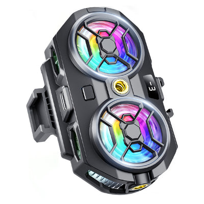 RS17 15W Dual Core AI Phone Cooler Semiconductor Gaming Cooler with RGB 3 Speed Digital Display for 69-100mm Phone Live Streaming Accessory
