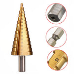 Drillpro 6PCS Premium Titanium-Coated HSS 4241 Step Drill Bit Set by Pro-Drills Variety Pack (1/8" to 1-3/8") High-Speed Steel Center Punched Design Ideal for Woodworking and Home Improvement