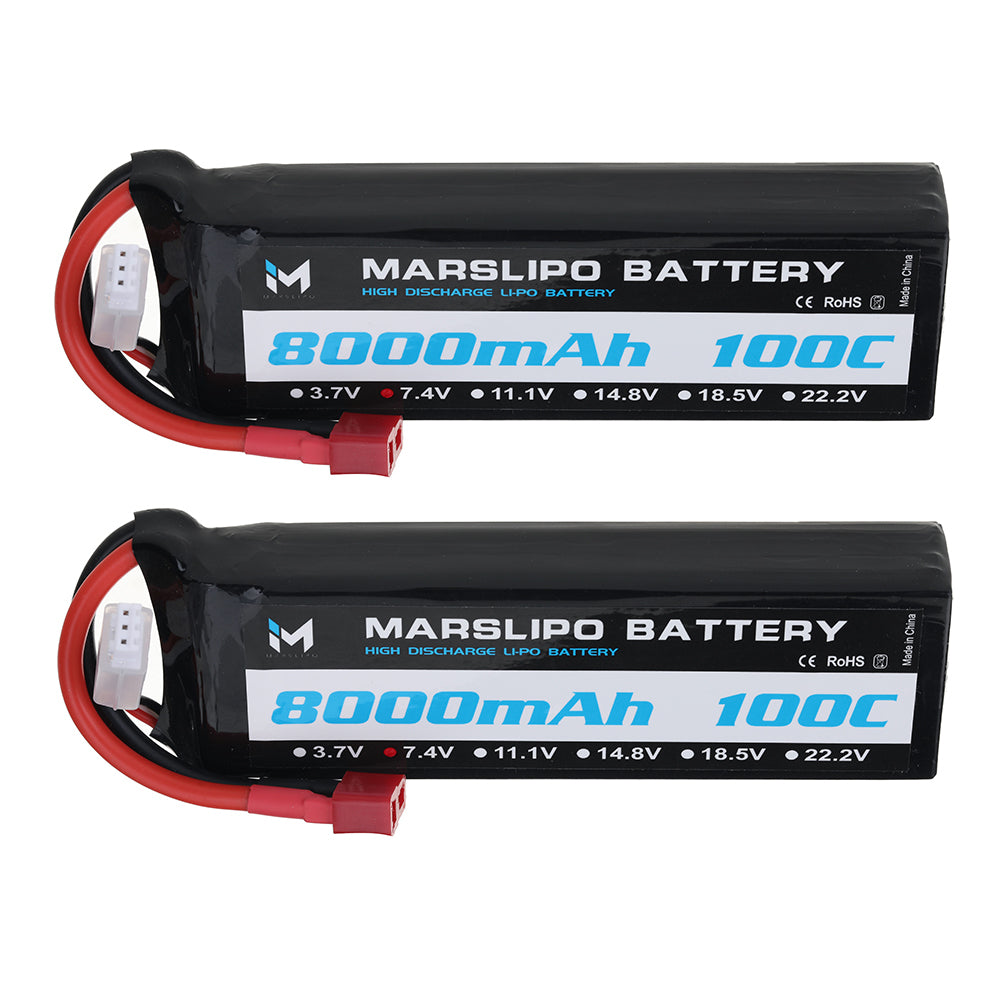 LinkMejor 7.4V 8000mAh 100C 2S Lipo Battery T Plug for RC Car