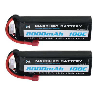 LinkMejor 7.4V 8000mAh 100C 2S Lipo Battery T Plug for RC Car