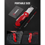 LinkMejor Utility Knife Scraper 2-in-1 Folding Box Cutter Zinc Alloy Body Retractable Design 3 Angle Locking 10pcs SK2 High Carbon Blades Heavy Duty Blade Storage EDC Tool