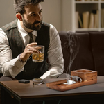 Wooden Cigar Ashtray Drinks Solid Wood Track Whiskey Tea Tray Cigar Holder Ashtray Cup Holder Wooden Ashtray Coasters