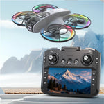 LinkMejor K200 MAX WiFi FPV with LCD Screen Controller HD Dual Camera Electrically Adjustable Optical Flow Hover Automatic Obstacle Avoidance Dazzling 7-Lights Circle Protection Brushless 2.4G 4CH 6-Axis Remote Control Toys RC Drone Quadcopter RTF