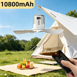 Tevorex 10800mAh Portable Ceiling Fan with Light, Rechargeable 3-in-1 LED Fan Lamp with RGB Lighting, 4 Speeds, Timer & Remote Control for Indoor & Camping