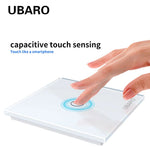 LinkMejor 1 Gang 86 Type Smart Wall Touch Switch Tempered Glass Panel Single Live Wire Waterproof Heat Resistant LED Indicator