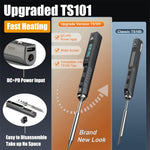 TS101 Smart Soldering Iron USB-C 65W DC 9-24V 90W PD3.1 50-400°C Adjustable Temperature Compact Lightweight Professional Tool Soldering Kit