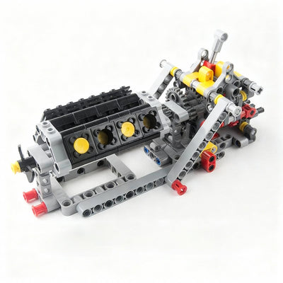 LinkMejor High-Tech Mechanical Power Group V8 Engine Model Matched Sequential 4 Speed Gearbox Building Block Bricks DIY Toys
