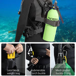 LinkMejor 4L Scuba Diving Tank Set with Upgraded Pressure Gauge +Diving Vest +Snorkel Goggle Portable Oxygen Cylinder for Recreational Diving, Training Diving, Spare Cylinder Diving 40-60 Min Breathing Time, Backup Air Supply for Adults Unisex