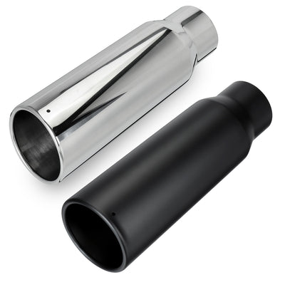3 Inch Inlet 4 Inch Outlet Exhaust Tip 12 Inch Length Tail Pipe Anti-Corrosive High Temperature Resistant Black Silver Angle Cut Design for Car Truck SUV