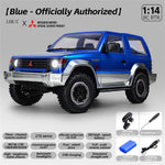 LinkMejor 1297S Newly Upgraded RTR 1/14 2.4G 4WD for Mitsubishi Pajeyo V24WG 1992 Sport RC Car Dual-Speed Mechanical Shifting Classis Off-Road SUV Climbing Truck LED Light Full Proportional Control Metal Gears CVD Straight Axle Vehicles Models Toys