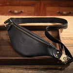 LinkMejor Genuine Leather Men's Belt Bag Crazy Horse Leather Casual Crossbody Bag Classic Retro Chest Bag Outdoor Storage Mountaineering Mobile Phone Bag Waist Bag