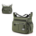 Men's Large Capacity Business Casual Crossbody Bag Multiple Pockets Soft Lightweight Nylon Fabric Adjustable Strap Messenger Bag