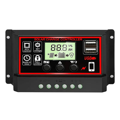 12V/24V10A-100A LCD Display Dual MOS PWM Control Solar Charge Controller with USB Solar Controller for Solar System Use