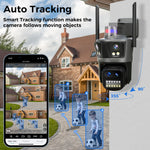 LinkMejor WF114 8MP 4K WiFi IP Camera Outdoor 8x Zoom Four Lens & Three Screen Auto Tracking Home Security CCTV Surveillance camera