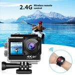 LinkMejor 4K WiFi Action Camera Photography Sports Camera Waterproof HD Dual Screen Wifi Remote Control Outdoor Shooting Cycling Skiing Underwater Camera