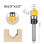 6MM 6.35mm 1/4 Inch Shank 90 Degree V Shape Router Bit 1/2 Inch 12.7mm Cutting Diameters Carbide CNC Engraving V Router Bit for Signmaking / Lettering / Woodworking Door Carving
