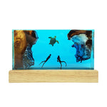 LinkMejor The Underwater World Creative Resin Night Light Wooden Base Desktop Ornament