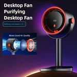 Tevorex 2-In-1 USB Rechargeable Portable Desktop Cooling Fan 360° Circulating 100 Speed Adjustable Multifunctional Electric Purification Fan with LED Smart Display for Home Office Use