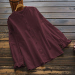 LinkMejor Women Long Sleeve Blouse Casual Solid Button Down Shirts Female Cotton Tops Chemise S-5XL, Spring Fall for Women Tops